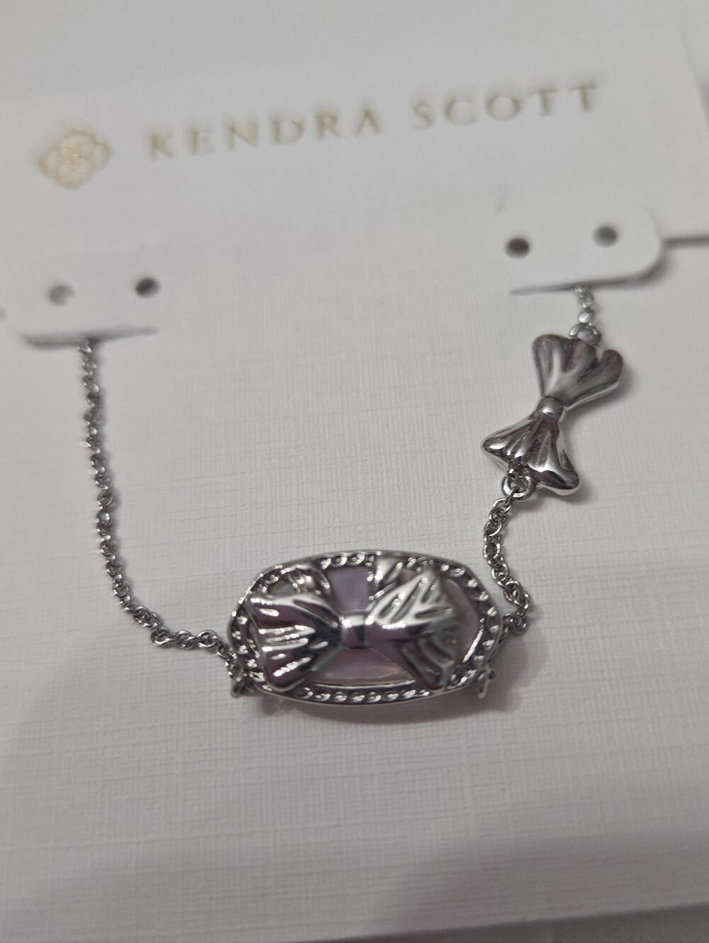 Kendra Scott x LoveShackFancy Bow Silver Elisa Necklace - Picture 4 of 4